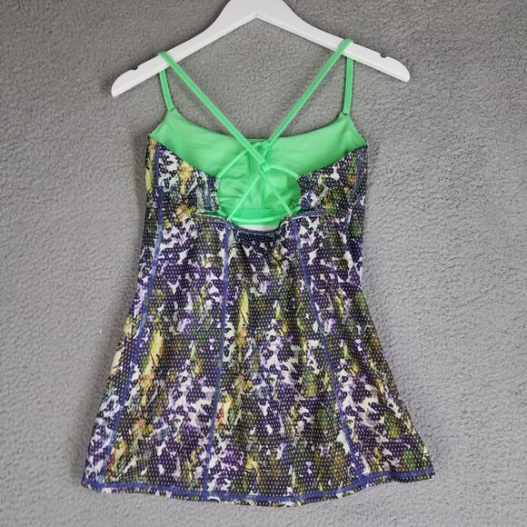 Lululemon Tank Top Women's 8 Workout Active Floral Gym Running Strappy Back - Picture 2 of 9